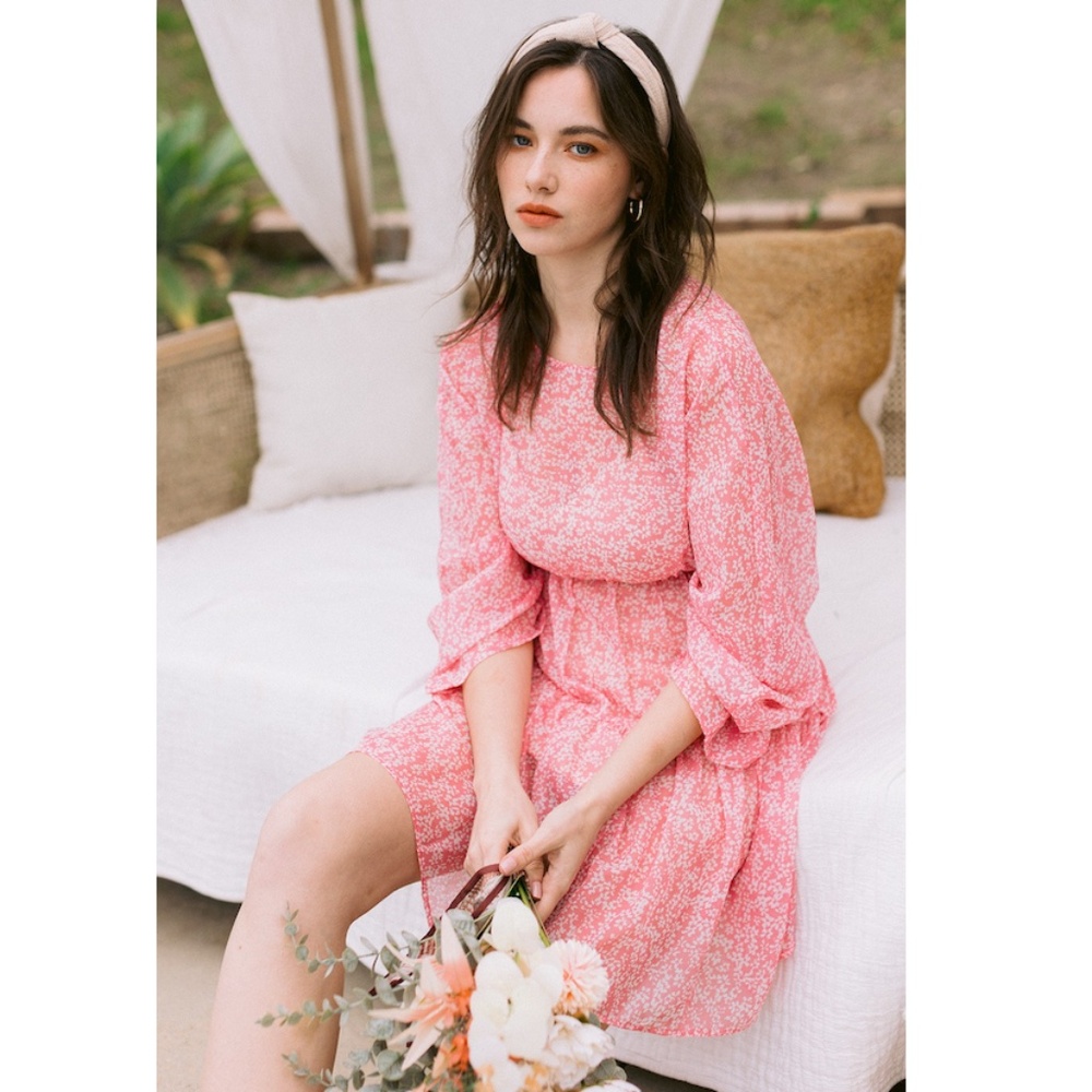 Women’s Pink Floral Tiered Mini Dress